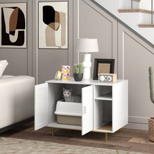 Cat Litter Box Enclosure End Side Table with Scratching Pad