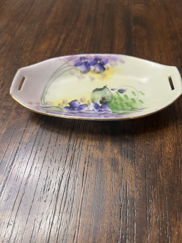 Small Hand Painted Nippon 6.5" Porcelain Dish w/ Violets Takito Ogawa Company