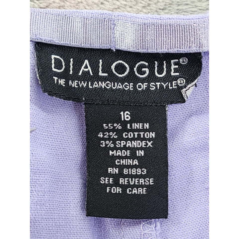 Calça Dialogue linho algodão cintura alta perna reta tamanho 16 roxa boho terrosa - Imagem 4 de 4