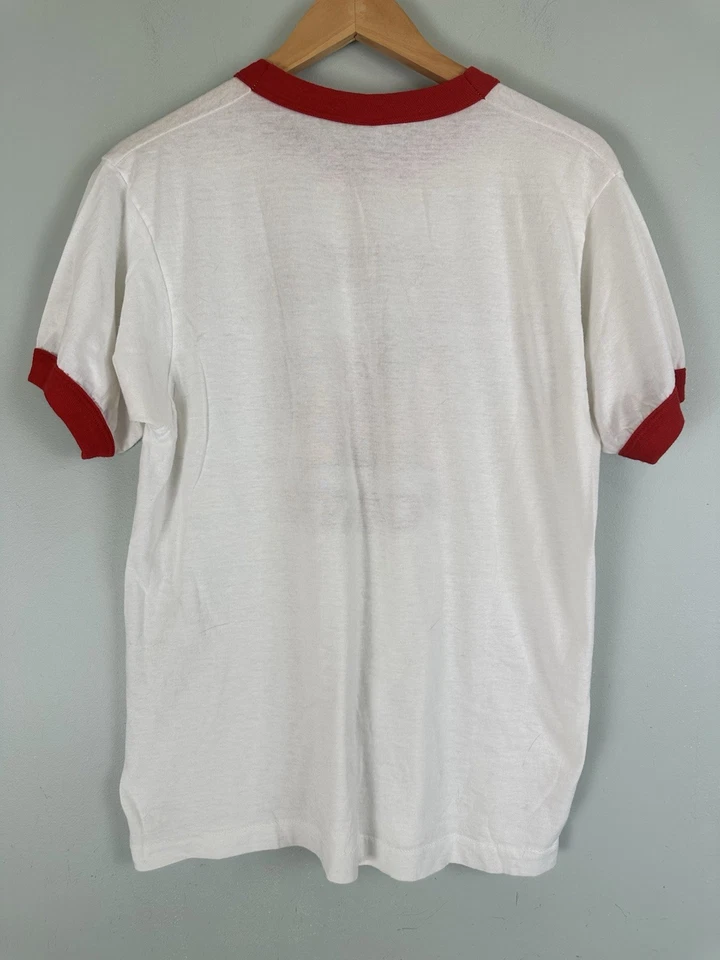 Vintage 1987 Couch Potato T Shirt Screen Stars Single Stitch Ringer L USA - Image 2 of 4