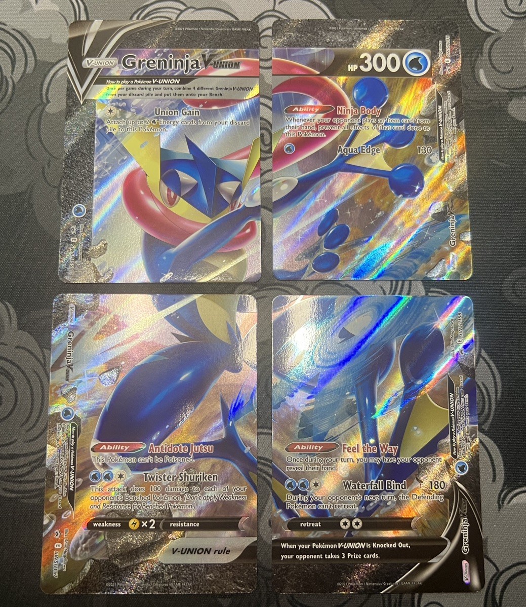 Pokemon TCG Greninja V-Union Holo Card Set of 4, SWSH Promo Cards SWSH155-158
