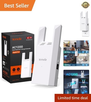 WiFi Range Extender AC1200 - WiFi Extender with Gigabit Ethernet Port, 1.2Gbp...
