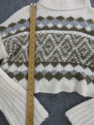 Free People Sweater Womens XS White Fair Isle Mock Neck Chunky