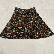 Salaam Floral Pattern USA Made A-Line Skirt Women Large Cotton Blend Comfortable