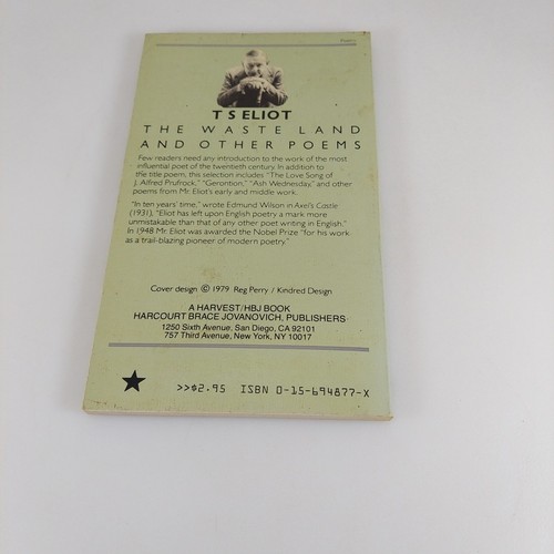The Wasteland and Other Poems T. S. Eliot Harvest Paperback 1962 - Foto 6 di 12