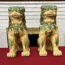 Lrg Statue Pair Vtg Imported Chinese Foo Dog ...
