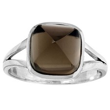 Natural Smoky Quartz - Brazil 925 Sterling Silver Ring s.8.5 Jewelry R-1005