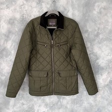 New Men's NEXT Olive Green Quilted Jacket Size S (EUR 2) Full Zip High Neck