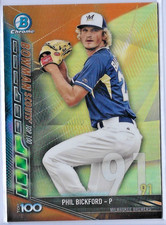 2017 Bowman Chrome Scouts Top 100 Orange — Phil Bickford, Brewers 16/25