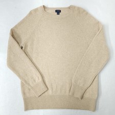 J Crew Lambs Wool Blend Knit Sweater Crewneck Oatmeal Beige Mens Size M Casual