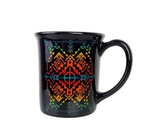 Pendleton Woolen Mills Shared Spirits Coffee Mug 16oz Aztec Tribal Pattern Black