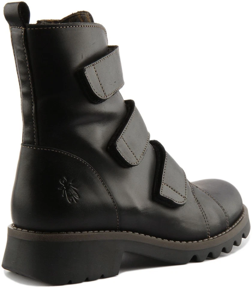 FLY LONDON Rach 790 Sangles Latérales Cuir Bottines Noir Femmes UK Taille 3 - 8 - Photo 3/4