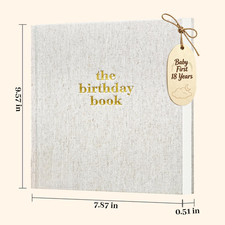 Baby Memory Book Photo for Boys and Girls-Linen Keepsake Birthday Record a Every