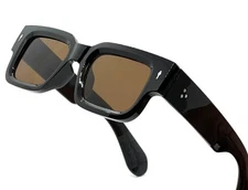 Men Sunglasses Classic Brown Lens Rectangular Thick Frame Casual Shades Elegant