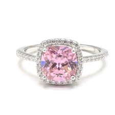 Pink Cubic Zirconia Ring 925 Sterling Silver Size 6