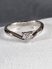 Diamond ring, size L, platinum & heart shaped. 0.3 ct & Pt900 stamped. Heart box