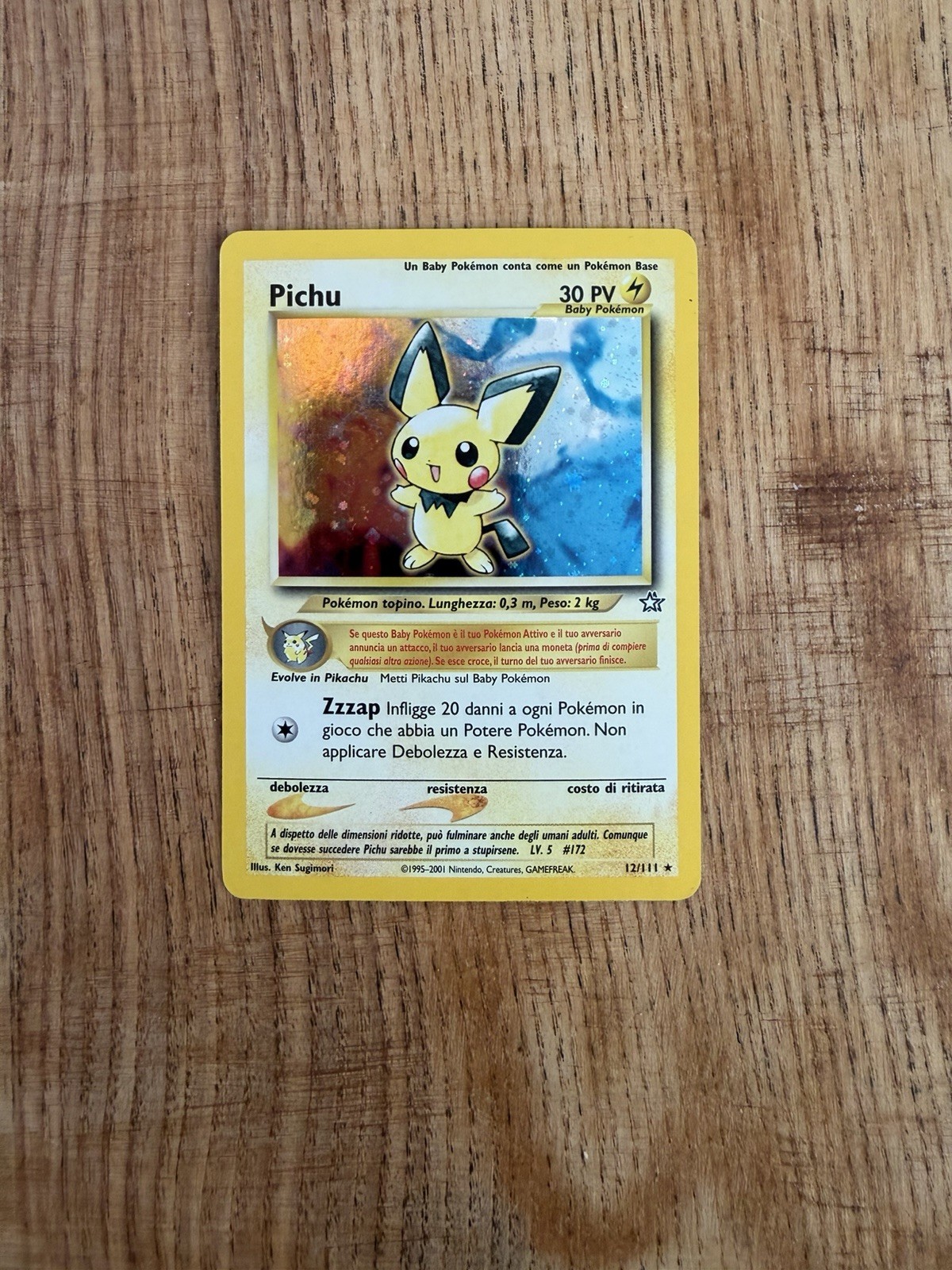 Pokemon Card Pichu 12/111 Holo Rare Neo Genesis Italian 2001 WOTC Vintage