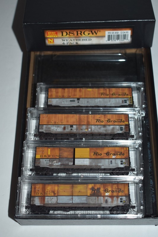 N Scale MTL 99305850 Rio Grande Set of 4 Weathered 50' DD Boxcar C57949