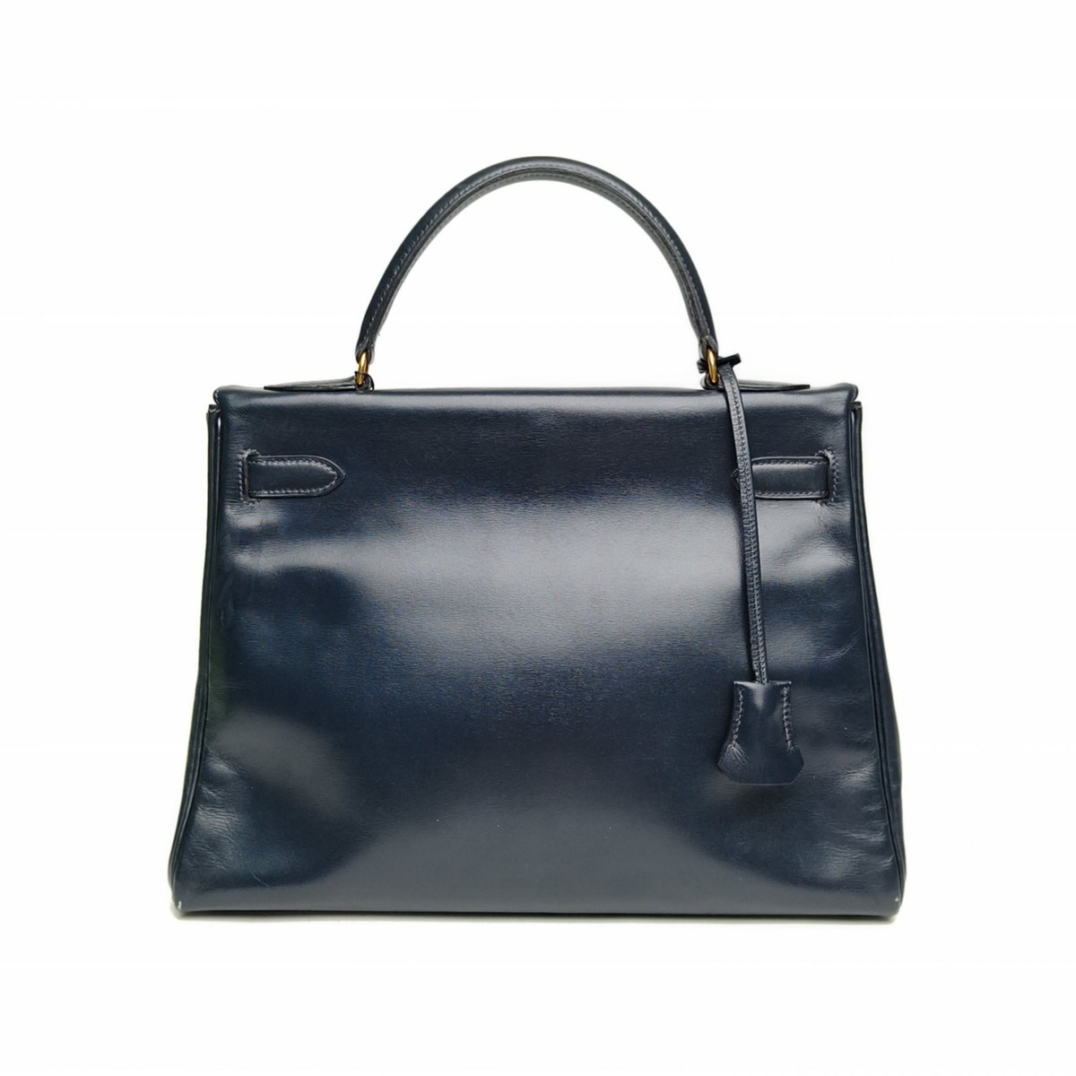 HERMES Kelly 32cm Bleu Abyssal(78) Box Calfskin 1985 Shoulder Bag