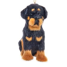 Kurt Adler Plastic Ornament for Christmas Tree, Furry Rottweiler Dog