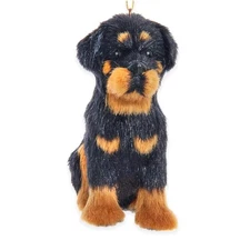 Kurt Adler Plastic Ornament for Christmas Tree, Furry Rottweiler Dog
