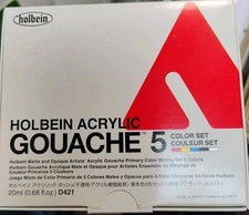 Holbein Artist Acrylic Gouache Primary 5 Tubes Mixing Colors Set - D421