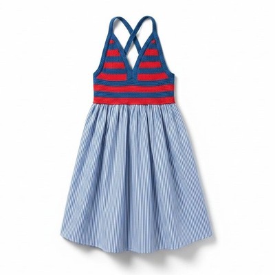 KULE The Royal and Poppy Esmee Dress Striped Crochet Bodice Mini Size Large