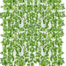 12 Pack 84Ft Artificial Ivy Garland UV Resistant Green Leaf Hanging Vines For We