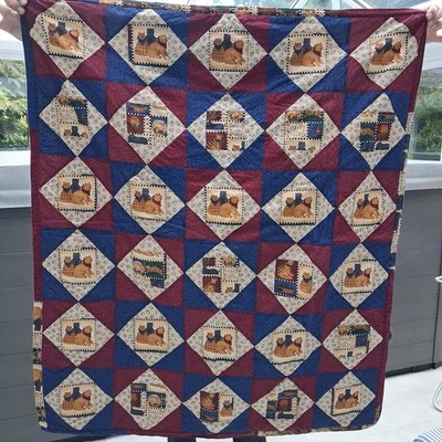 Vintage Handarbeit Katze/Debbie Mama Material Patchwork Quilt-verwandelt sich in ein Kissen