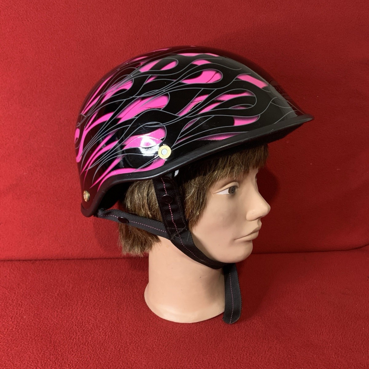 BELL Drifter Diablo Pink Flames Motorcycle half Helmet Size Medium