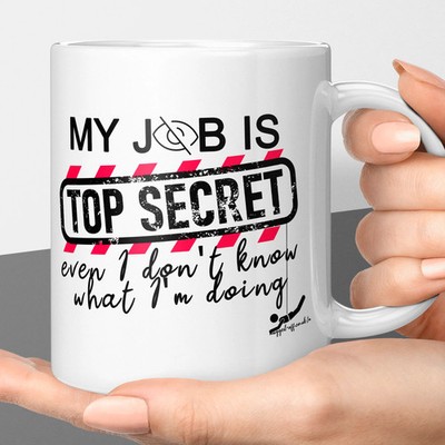 My Job is top secret Tasse Bürogeheimnis Weihnachtsmann Geschenkidee lustig Kaffee Arbeit Becher gi