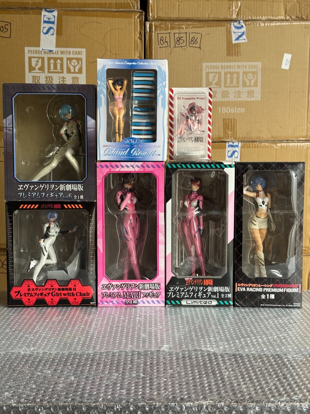 171 SET 7X NEON GENESIS EVANGELION REI AYANAMI MARI PLUGSUIT CARRERAS FIGURA EN CAJA