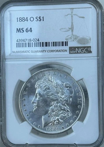 1884-O Morgan Silver Dollar NGC MS64 BU $1 New Orleans UNC Brilliant Coin