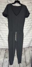 Vuori Womens All Day Jumpsuit V Neck Short Sleeve Stretch Lounge Gray Medium