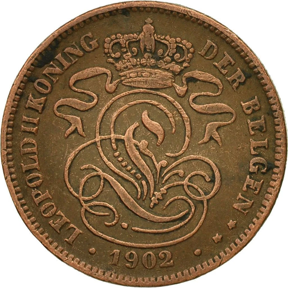 Belgian Coin 2 Centimes - Léopold II België | Lion | Star | 1902 - 1909 - Image 3 of 4