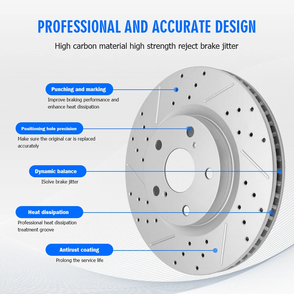 Front Drilled Brake Rotors Brake Pads Kit for Silverado Sierra 1500 Escalade ESV - Imagen 3 de 4