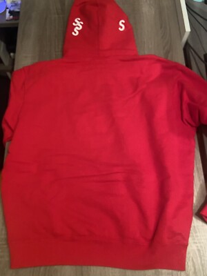 Supreme Embroidered 'S' Hooded Red Sweatshirt - Men's Medium