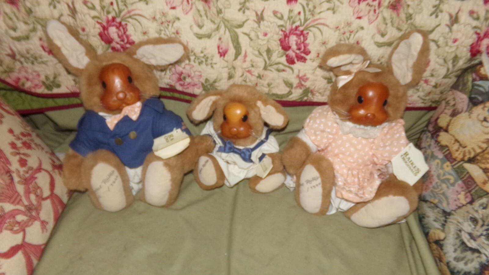 VTG ROBERT RAIKES ORIGINAL RABBITS PLUSH WOOD FACE JOINTED APPLAUSE ...
