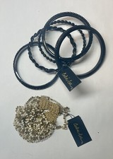 Cookie LEE Signed 5 Layered NWT Black Beaded And Brown Bracelet Stranded Fabric