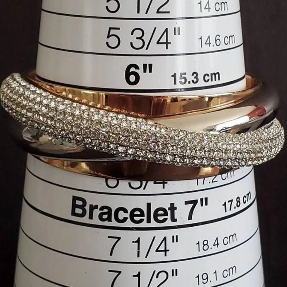 施华洛世奇镀金镀铑水晶波浪袖口尺寸 M 签名 — 第 3/4 张图片