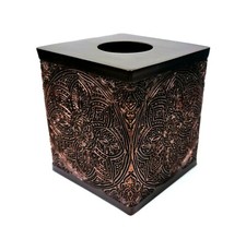 NEW CARO BROWN BRONZE 3D TEXTURED RESIN MANDALA DESIGN TISSUE HOLDER BOX COVER