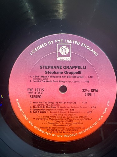 STEPHANE GRAPPELLI: stephane grappelli PYE 12" LP 33 RPM - Picture 4 of 7