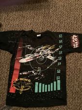 Vintage 1997 YOUTH Large STAR WARS X-wing Rogue Squadron GRAPHIC TEE shirt