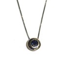 14k/925 Sterling Silver amethyst round sapphire pendant necklace 4.7g 18" — photo 1