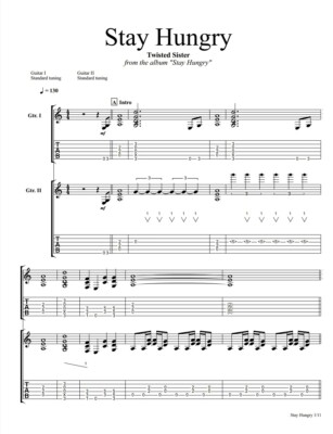 TWISTED SISTER STAY HUNGRY GUITAR TAB TABLATURE BOOK RATT MÖTLEY 