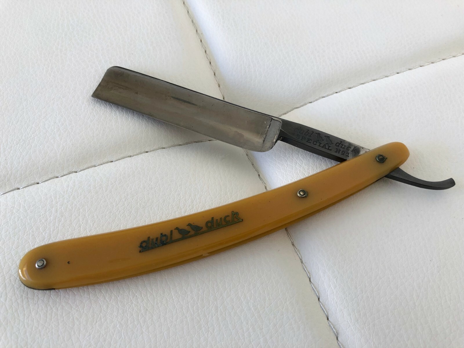 VINTAGE! STRAIGHT RAZOR Dubl Duck SPECIAL #1 Pearlduck Blade Solinger Germany