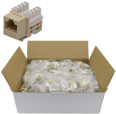 25 Pack Lot Keystone Jack Cat6 White Network Ethernet 110 Punchdown 8p8c 180