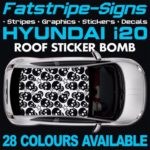 to fit HYUNDAI i20 GRAPHICS ROOF STICKER BOMB STRIPES DECALS ACTIVE ELITE - 第 1/2 張圖片
