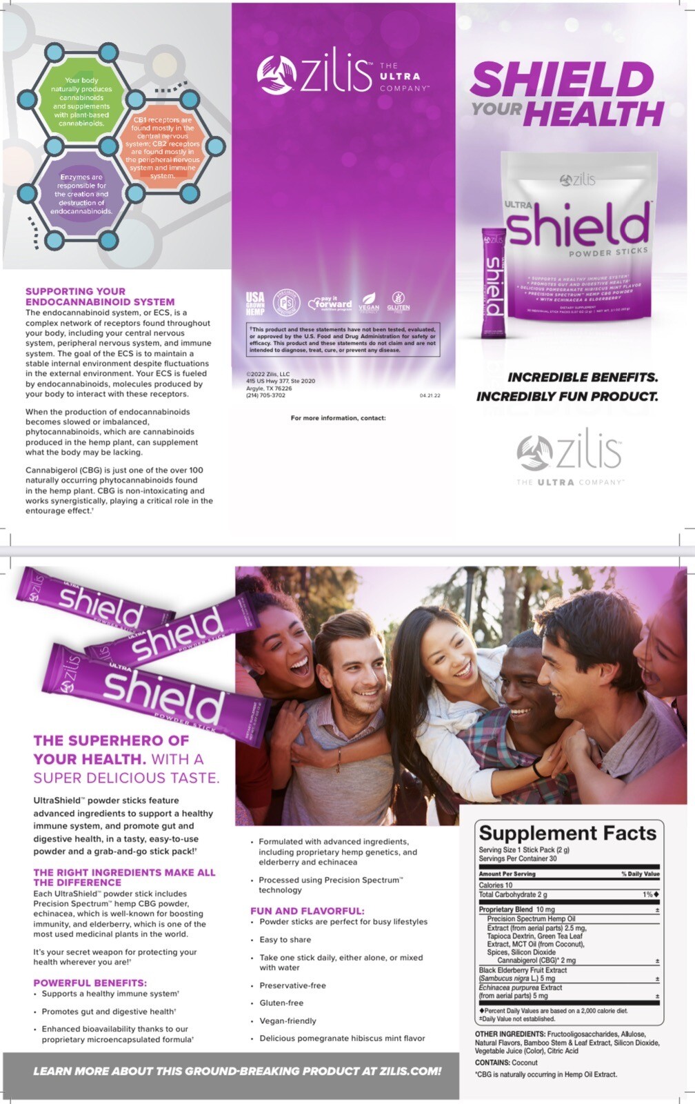 30 Pack - ZILIS™ UltraShield™ Powder Sticks 0.07oz/2g each - 2.1oz/60g