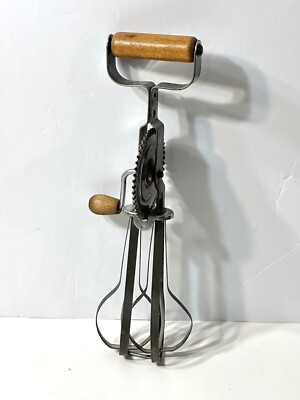 Vintage High Speed Beater Eggbeater w Wood Knob and Handle